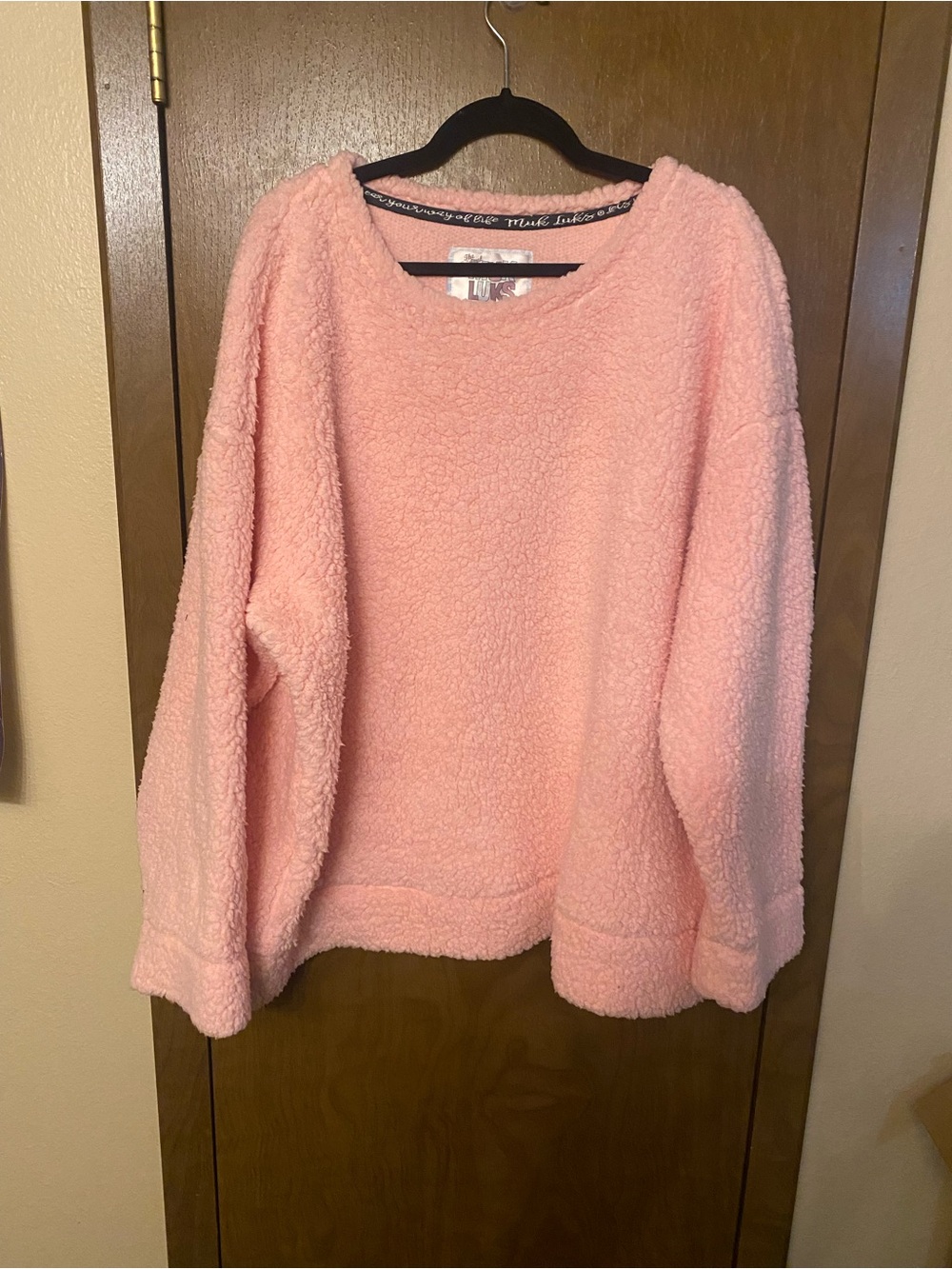 Muk Luks Soft Plush Crewneck Sweater - Light Pink